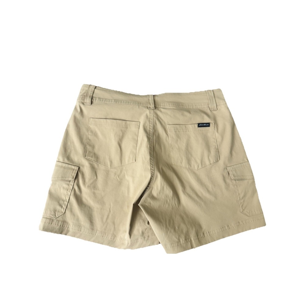 EDDIE BAUER size 4 Khaki Stretch Nylon Cargo Pocket Hiking Shorts NWOT - Picture 2 of 4